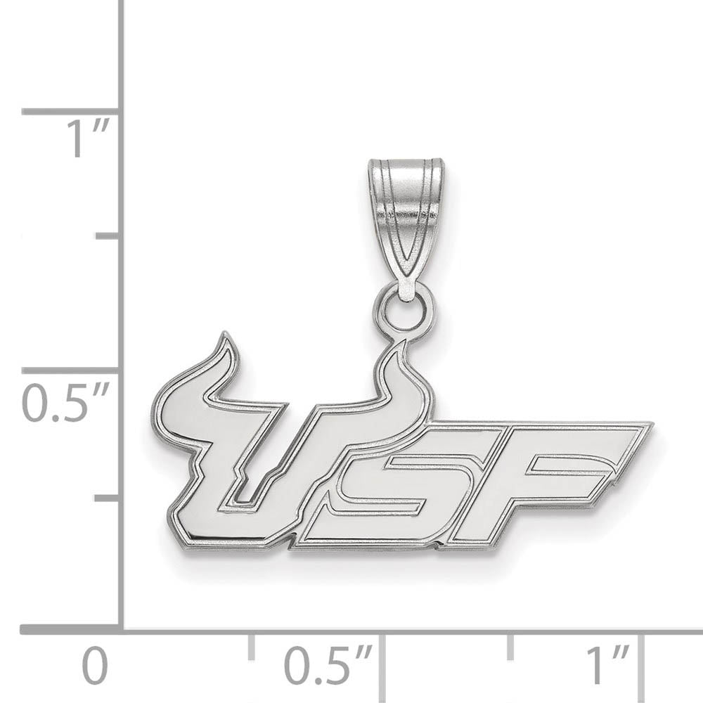 Alternate view of the 10k White Gold South Florida Medium 'USF' Pendant by The Black Bow Jewelry Co.