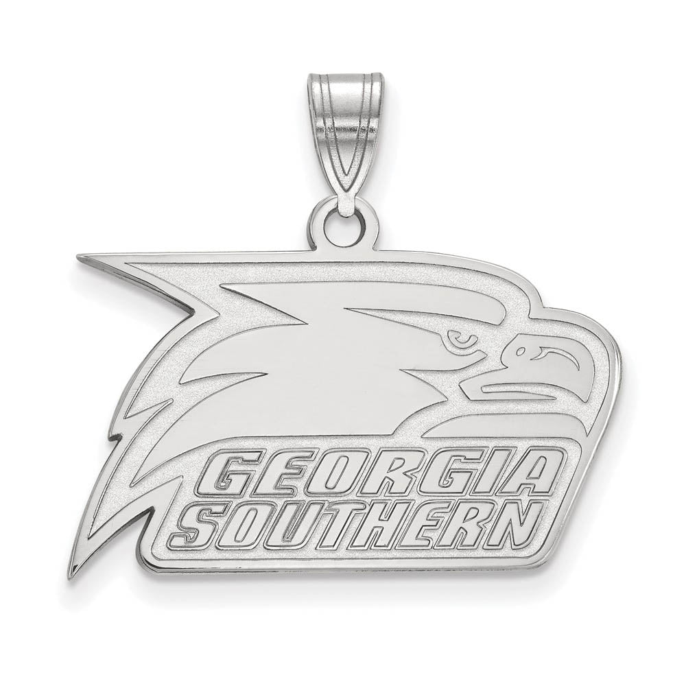 10k White Gold Georgia Southern U Medium Pendant, Item P18657 by The Black Bow Jewelry Co.