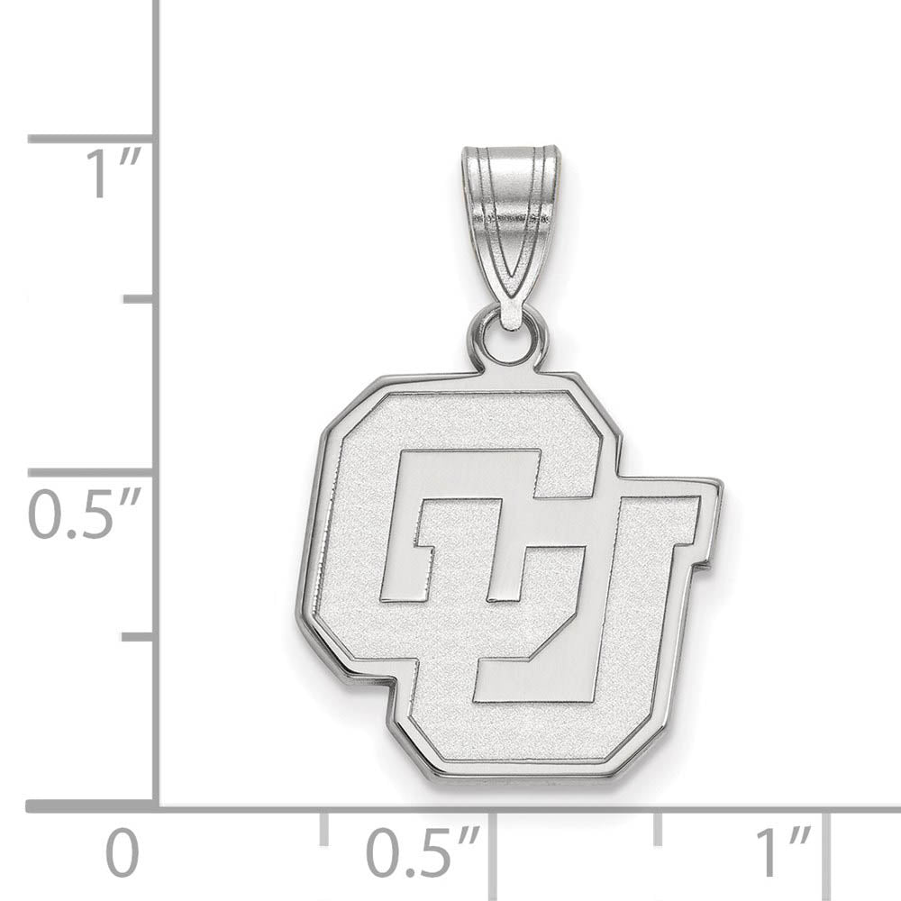 Alternate view of the 10k White Gold U of Colorado Medium Pendant by The Black Bow Jewelry Co.