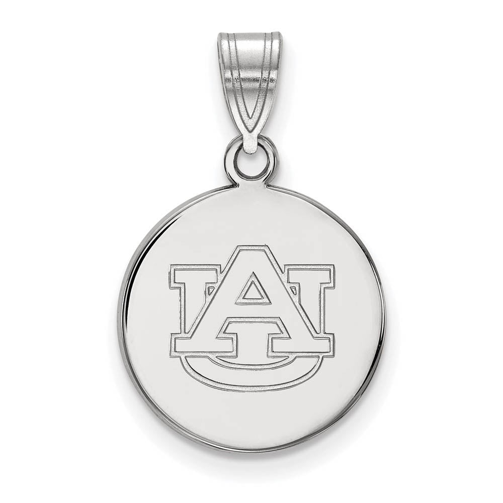 10k White Gold Auburn U Medium Disc Pendant, Item P18681 by The Black Bow Jewelry Co.