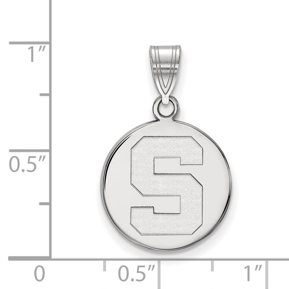 Alternate view of the 10k White Gold Michigan State Medium Disc Pendant by The Black Bow Jewelry Co.