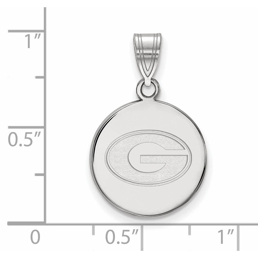 Alternate view of the 10k White Gold U. of Georgia Medium 'G' Disc Pendant by The Black Bow Jewelry Co.