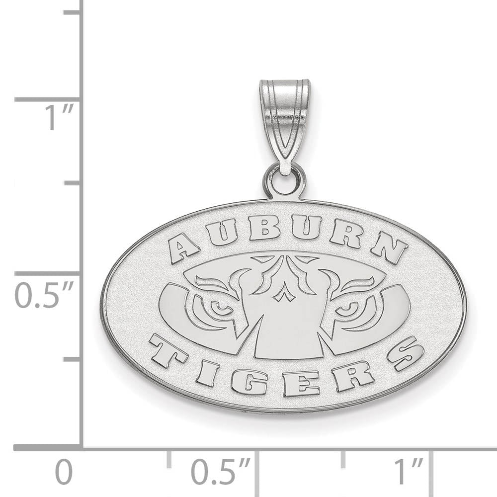 Alternate view of the 10k White Gold Auburn U Medium Oval Logo Pendant by The Black Bow Jewelry Co.