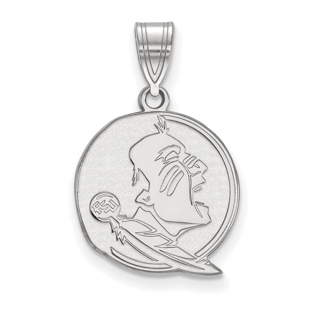 10K White Gold Florida State Medium Mascot Pendant, Item P18700 by The Black Bow Jewelry Co.