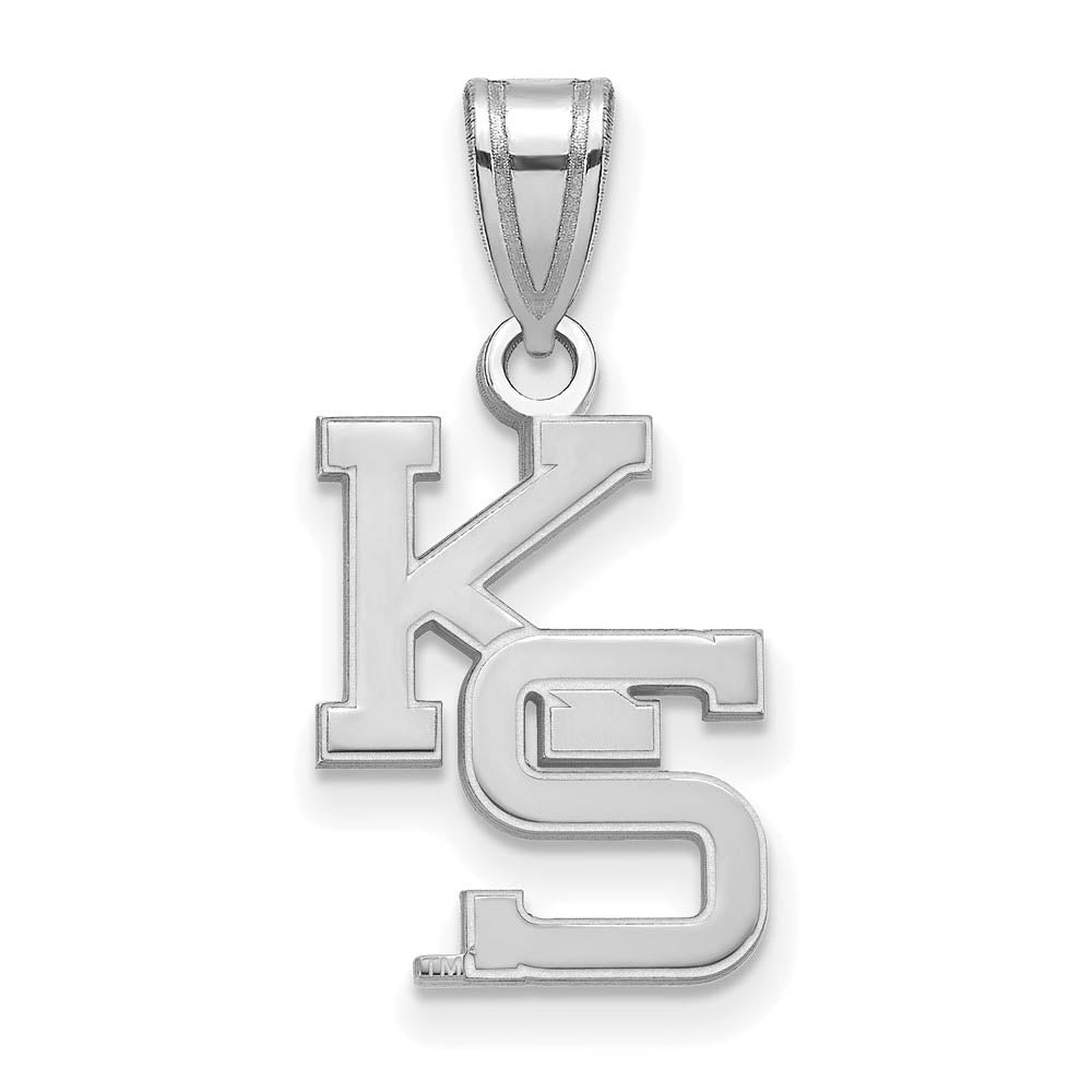 10k White Gold Kansas State Medium 'KS' Pendant, Item P18701 by The Black Bow Jewelry Co.
