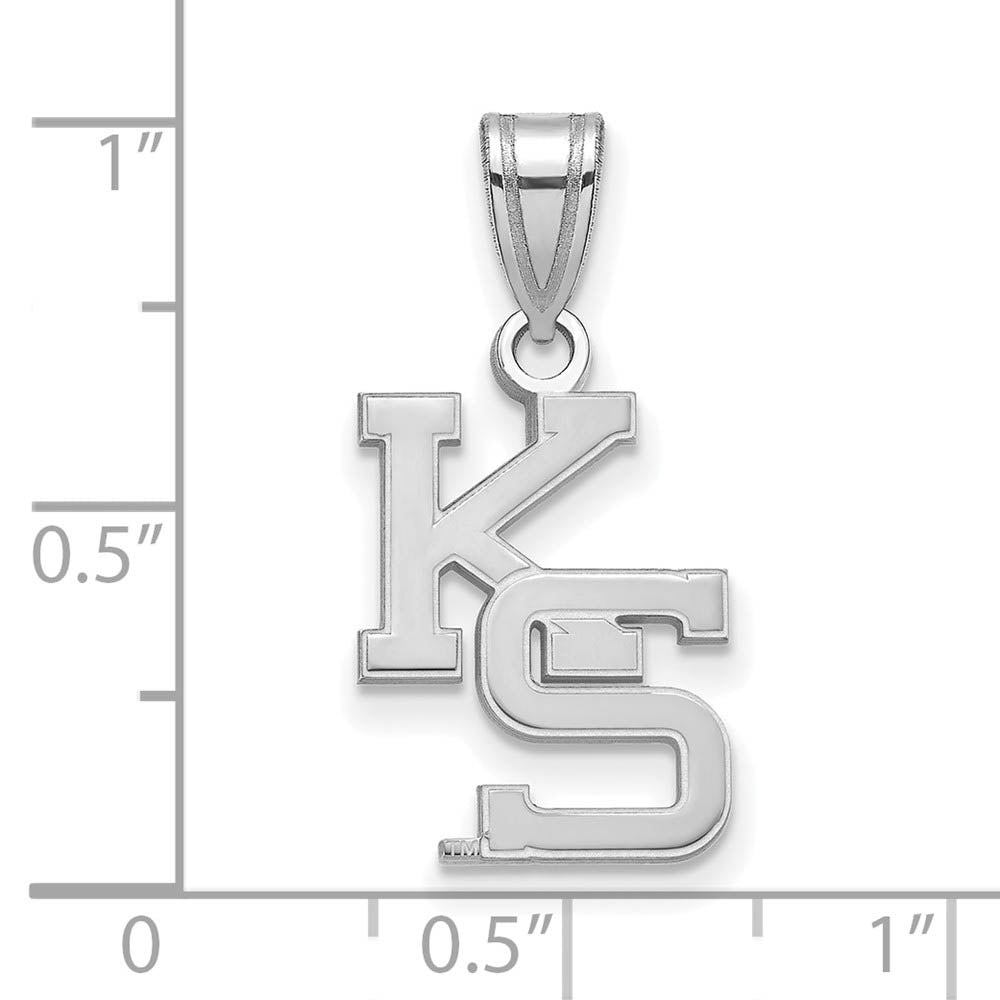 Alternate view of the 10k White Gold Kansas State Medium 'KS' Pendant by The Black Bow Jewelry Co.