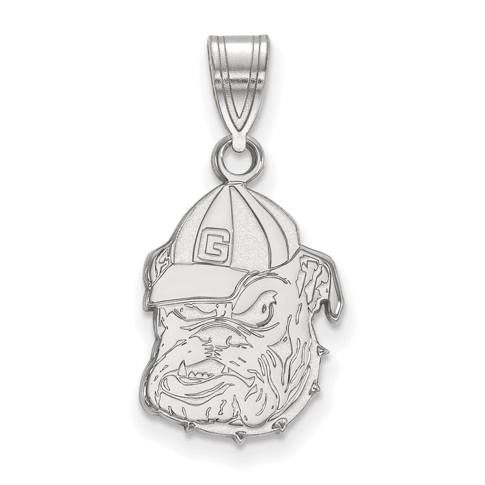 10k White Gold U. of Georgia Medium Mascot Pendant, Item P18706 by The Black Bow Jewelry Co.
