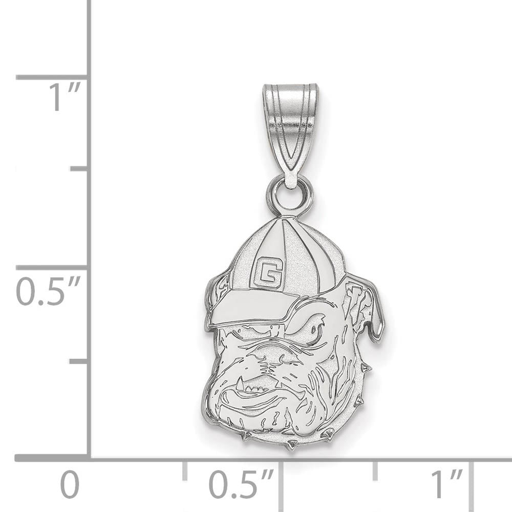 Alternate view of the 10k White Gold U. of Georgia Medium Mascot Pendant by The Black Bow Jewelry Co.