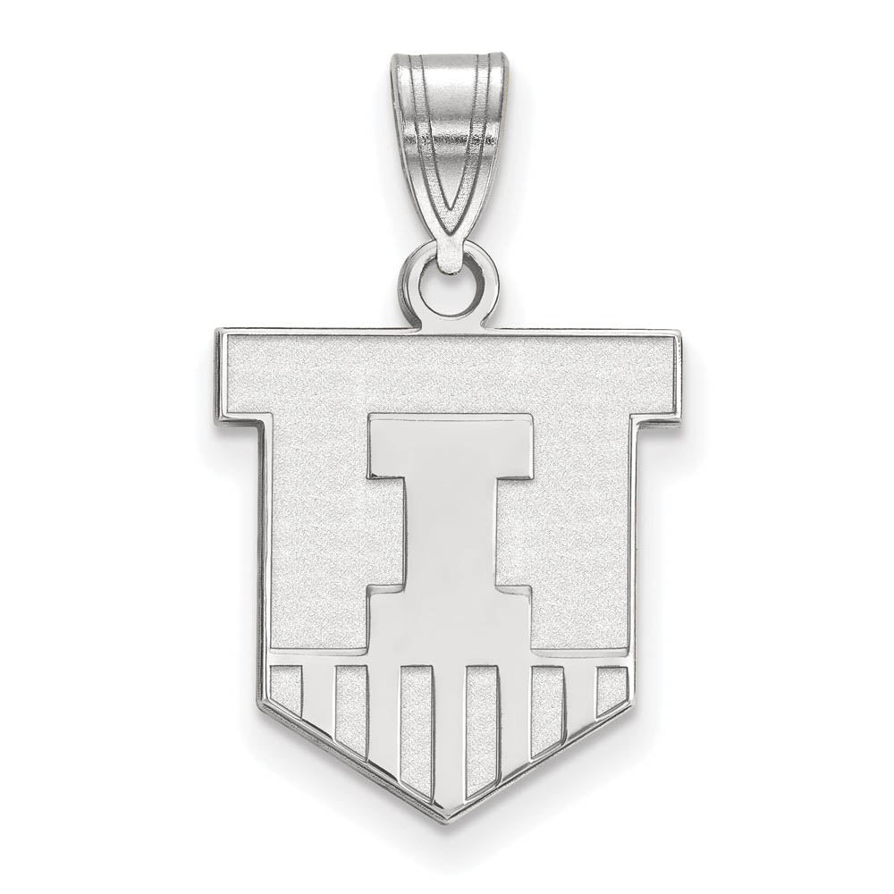 10k White Gold U. of Illinois Medium Shield Pendant, Item P18707 by The Black Bow Jewelry Co.