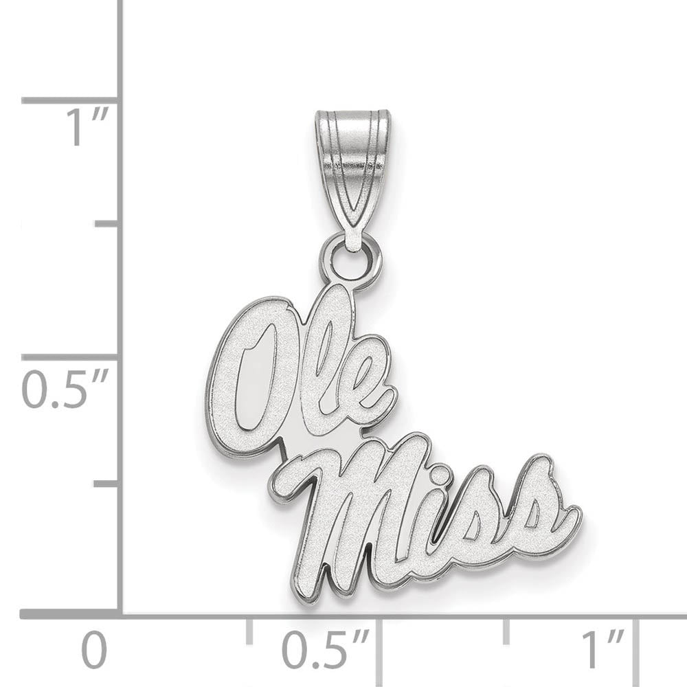 Alternate view of the 10k White Gold U. of Mississippi Medium 'Ole Miss' Pendant by The Black Bow Jewelry Co.
