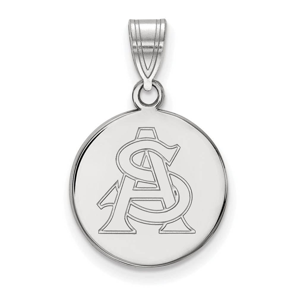 10k White Gold Arizona State Medium Disc Pendant, Item P18712 by The Black Bow Jewelry Co.