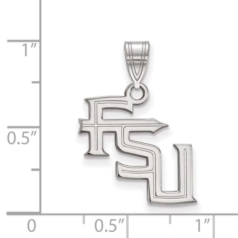 Alternate view of the 10k White Gold Florida State Medium 'FSU' Pendant by The Black Bow Jewelry Co.