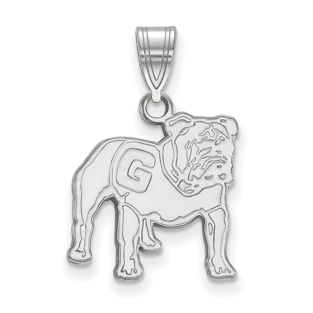 10k White Gold U. of Georgia Medium Mascot Logo Pendant, Item P18717 by The Black Bow Jewelry Co.