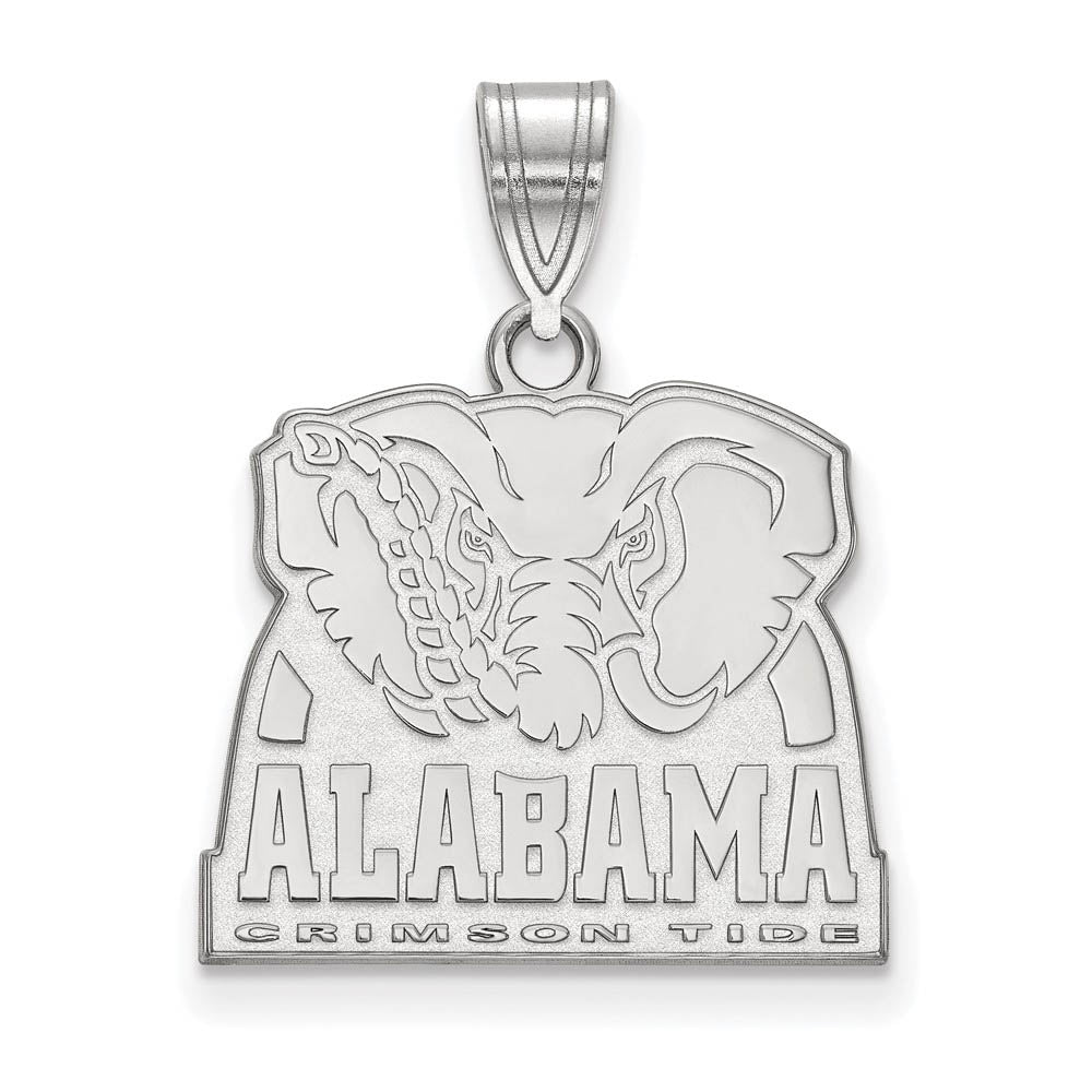 10k White Gold U. of Alabama Medium Logo Pendant, Item P18720 by The Black Bow Jewelry Co.