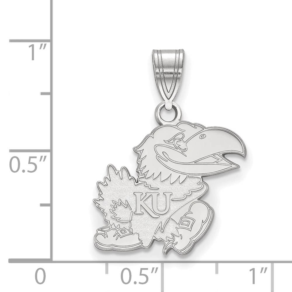 Alternate view of the 10k White Gold U. of Kansas Medium Pendant by The Black Bow Jewelry Co.