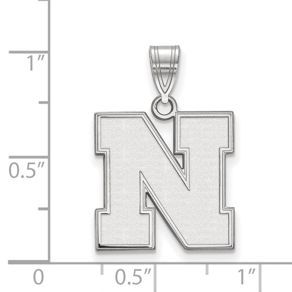 Alternate view of the 10k White Gold U. of Nebraska Medium Initial N Pendant by The Black Bow Jewelry Co.