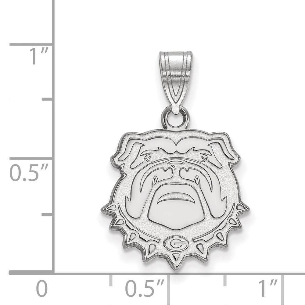 Alternate view of the 10k White Gold U. of Georgia Medium Bulldog Pendant by The Black Bow Jewelry Co.