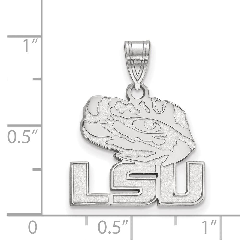 Alternate view of the 10k White Gold Louisiana State Medium 'LSU' Mascot Pendant by The Black Bow Jewelry Co.