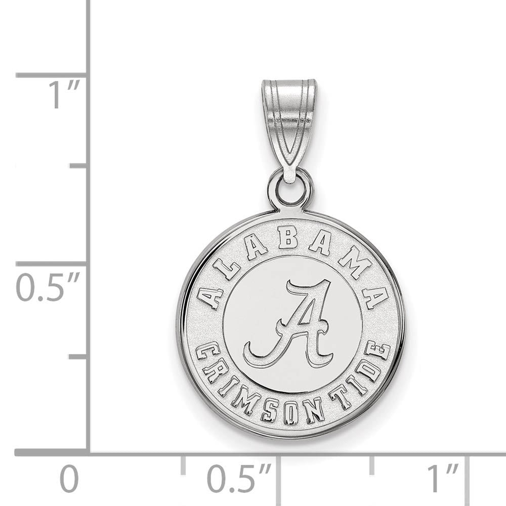 Alternate view of the 10k White Gold U. of Alabama Medium Disc Pendant by The Black Bow Jewelry Co.
