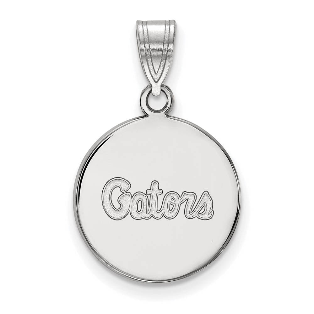 10k White Gold U of Florida Medium Disc Pendant, Item P18742 by The Black Bow Jewelry Co.