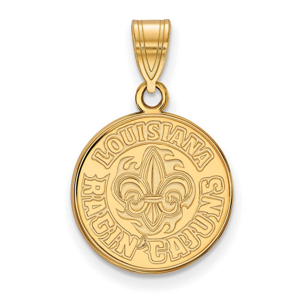 10k Yellow Gold U. of Louisiana at Lafayette Medium Pendant, Item P18744 by The Black Bow Jewelry Co.