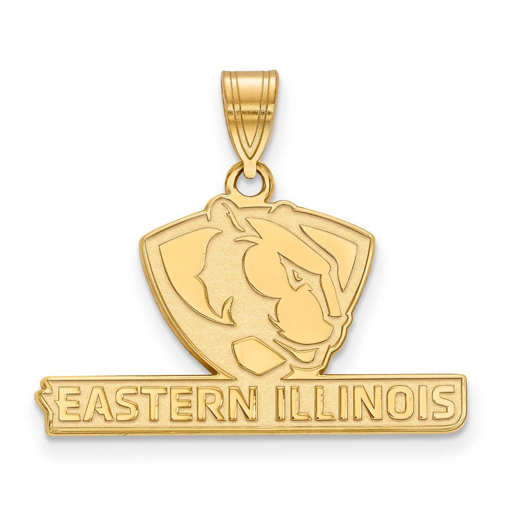 10k Yellow Gold Eastern Illinois U Medium Pendant, Item P18746 by The Black Bow Jewelry Co.