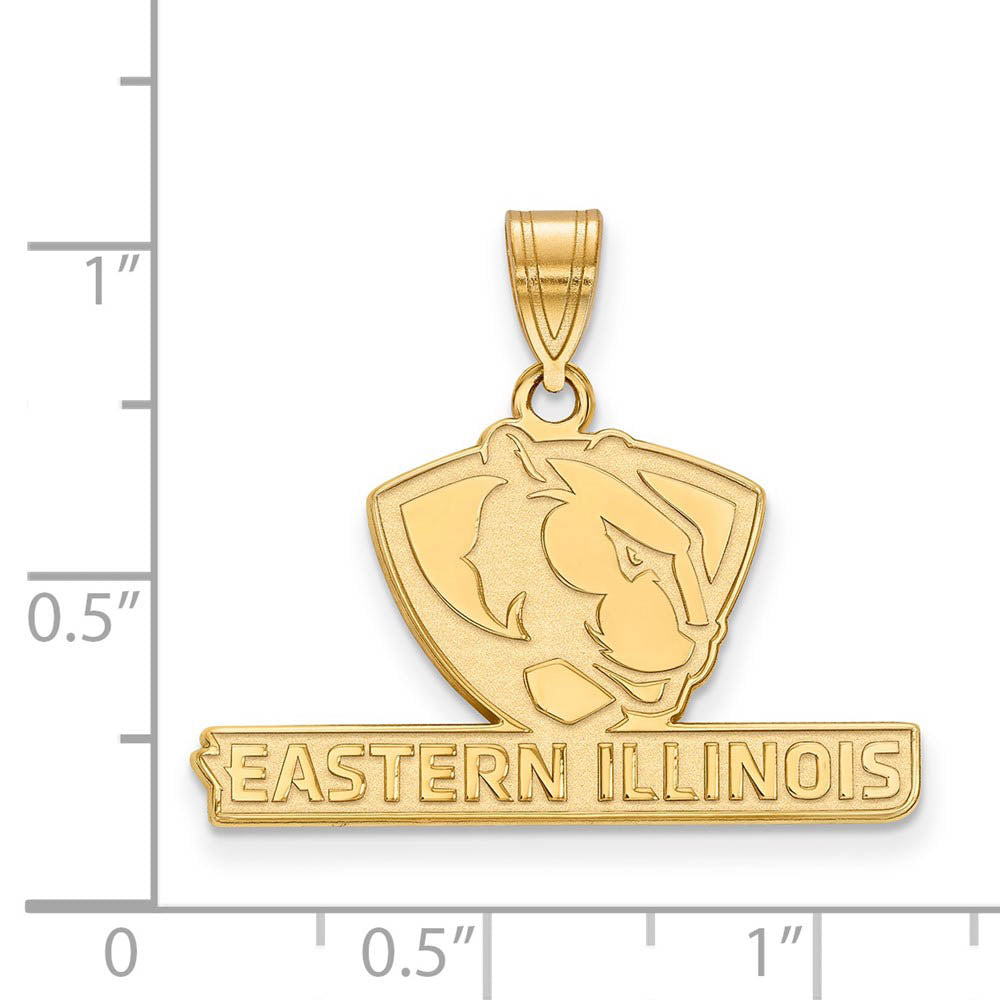 Alternate view of the 10k Yellow Gold Eastern Illinois U Medium Pendant by The Black Bow Jewelry Co.