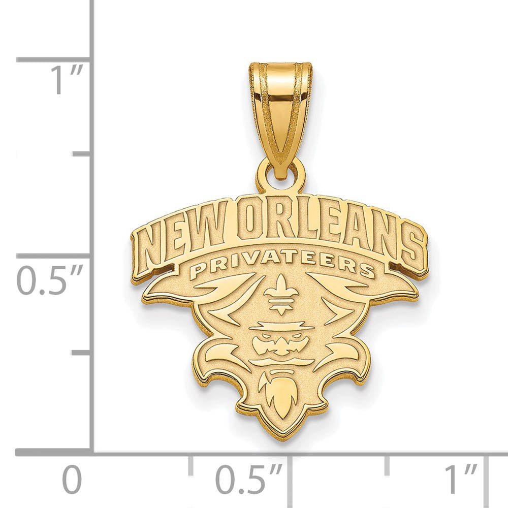 Alternate view of the 10k Yellow Gold U. of New Orleans Medium Pendant by The Black Bow Jewelry Co.