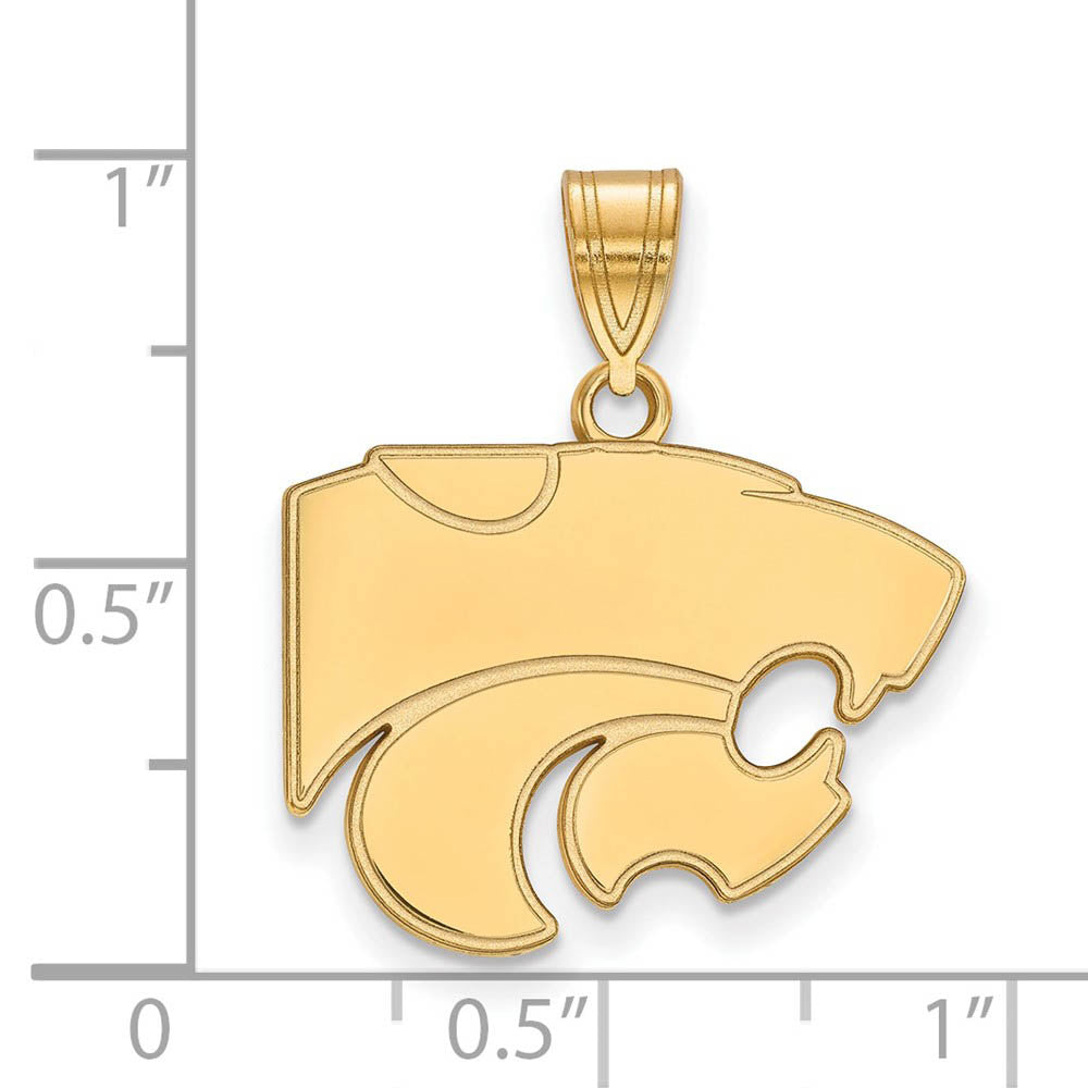 Alternate view of the 10k Yellow Gold Kansas State Medium Mascot Pendant by The Black Bow Jewelry Co.