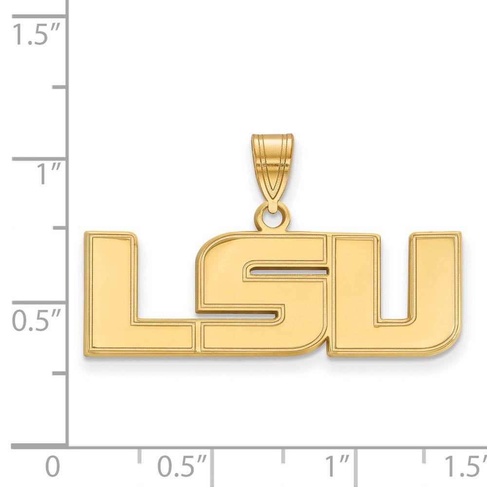 Alternate view of the 10k Yellow Gold Louisiana State Medium 'LSU' Pendant by The Black Bow Jewelry Co.