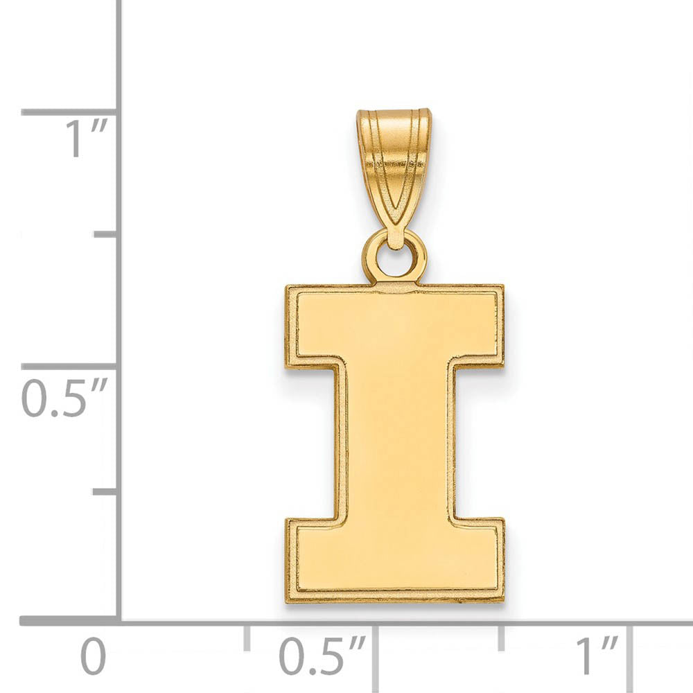 Alternate view of the 10k Yellow Gold U. of Illinois Medium Initial I Pendant by The Black Bow Jewelry Co.