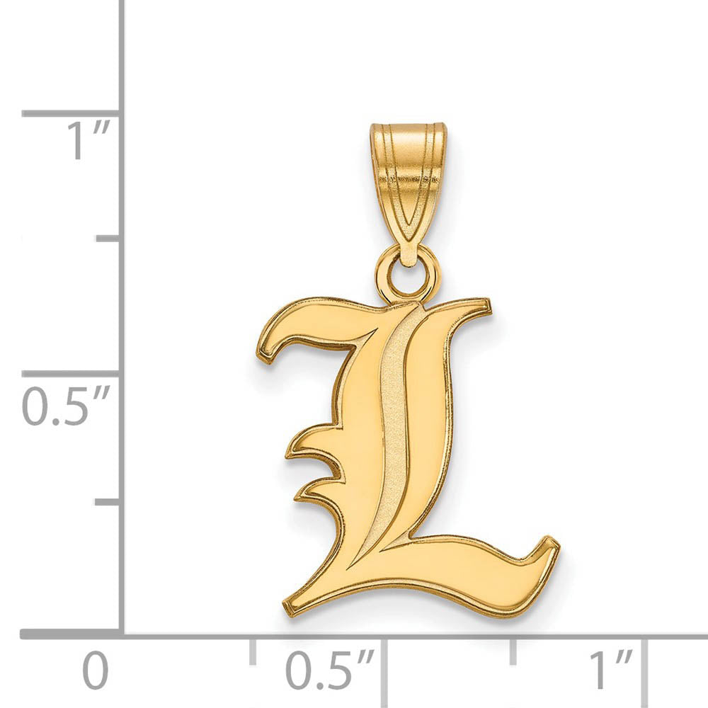 Alternate view of the 10k Yellow Gold U. of Louisville Medium Pendant by The Black Bow Jewelry Co.
