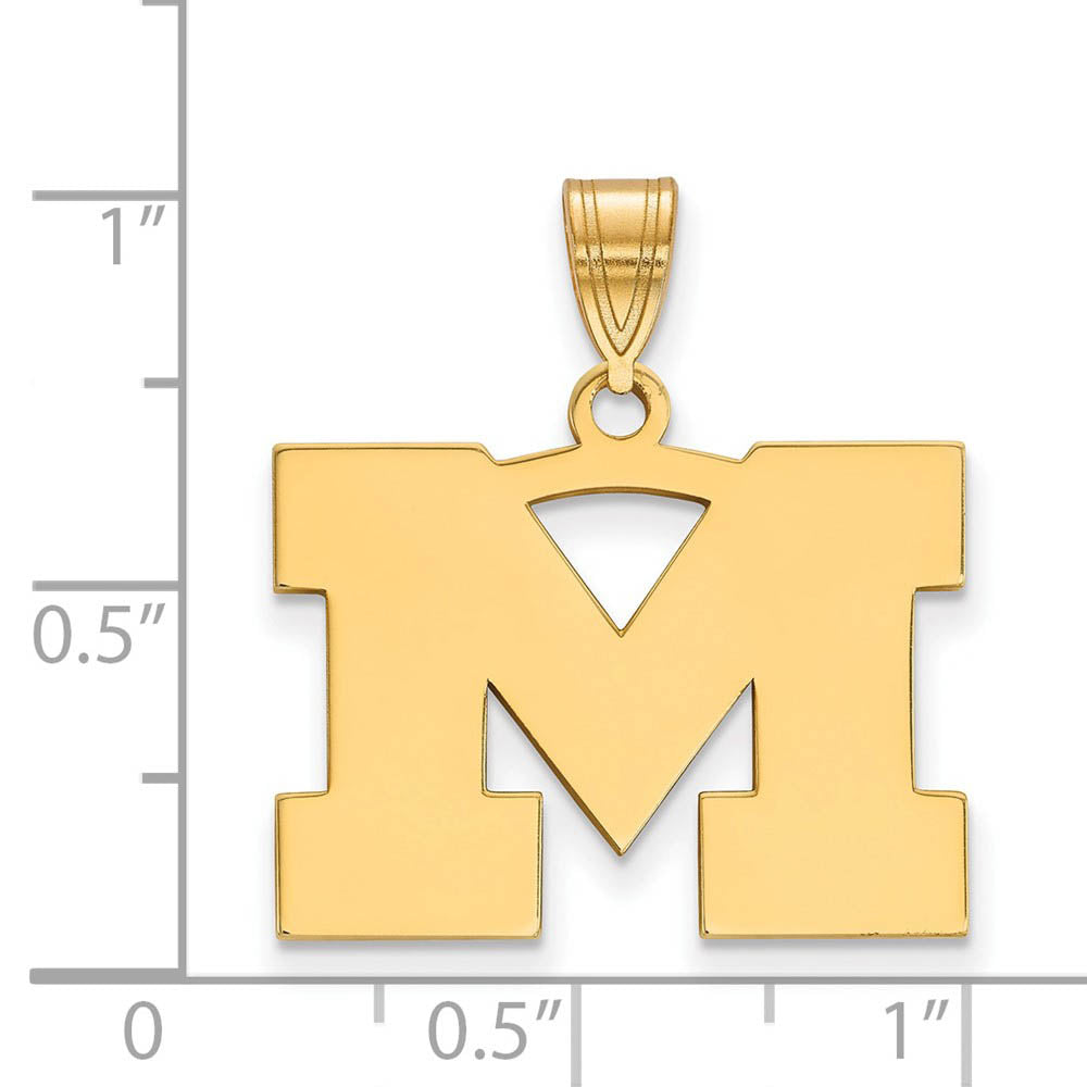 Alternate view of the 10k Yellow Gold U. of Michigan Medium Initial M Pendant by The Black Bow Jewelry Co.
