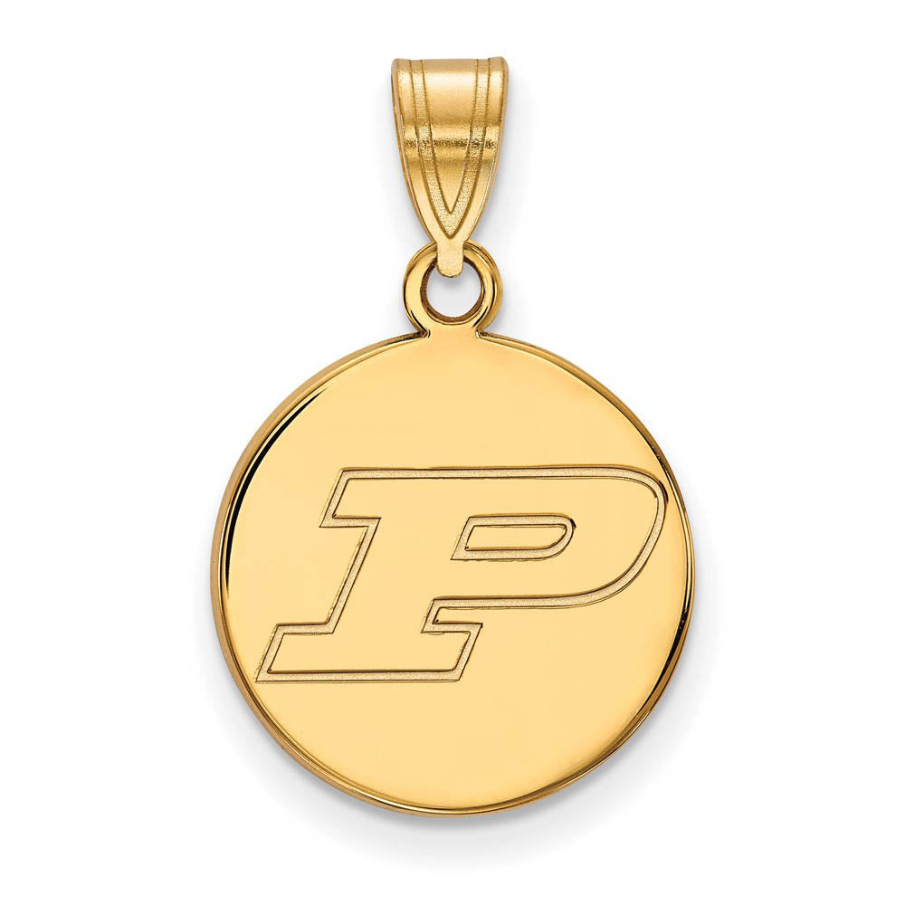 10k Yellow Gold Purdue Medium Initial P Disc Pendant, Item P18818 by The Black Bow Jewelry Co.