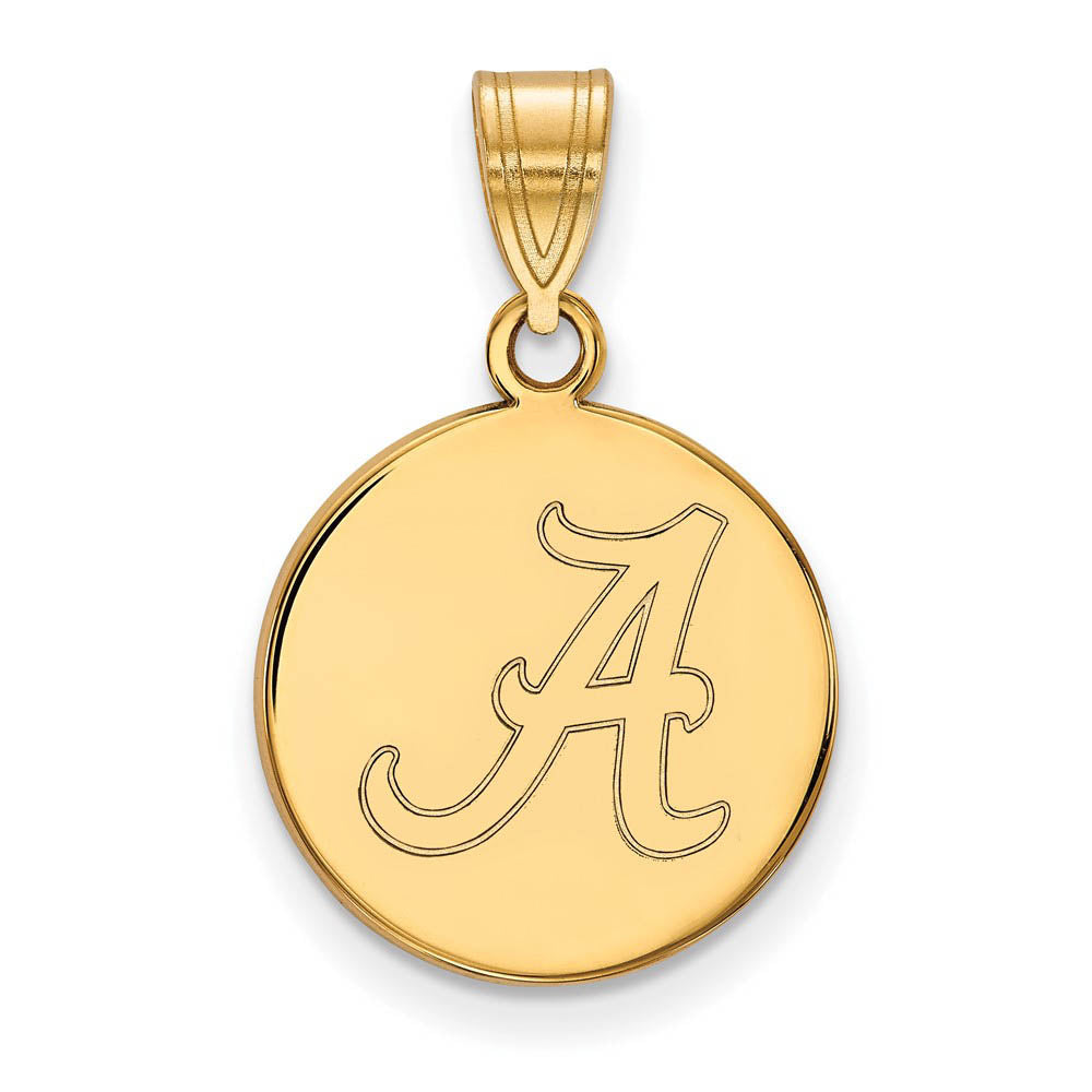 10k Yellow Gold U. of Alabama Medium Initial A Disc Pendant, Item P18838 by The Black Bow Jewelry Co.