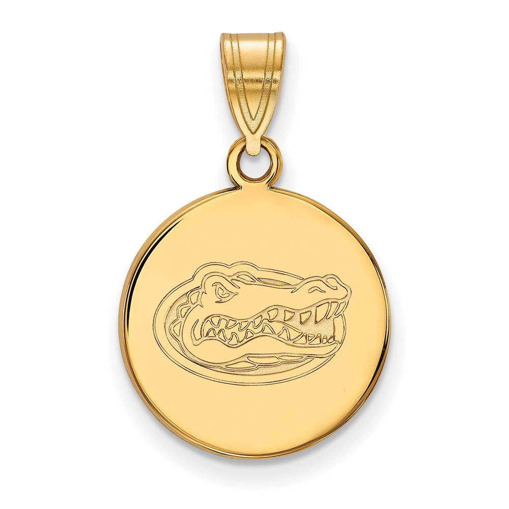 10k Yellow Gold U of Florida Medium Mascot Disc Pendant, Item P18839 by The Black Bow Jewelry Co.