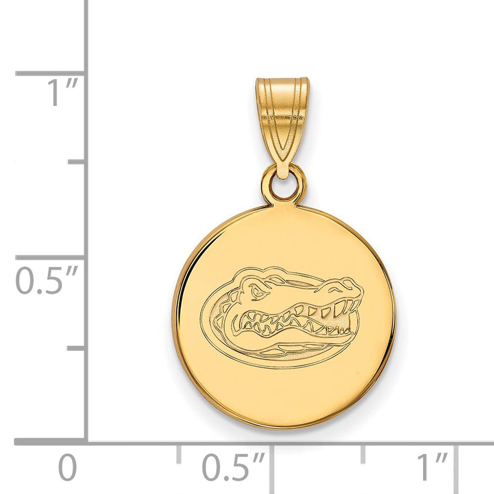 Alternate view of the 10k Yellow Gold U of Florida Medium Mascot Disc Pendant by The Black Bow Jewelry Co.