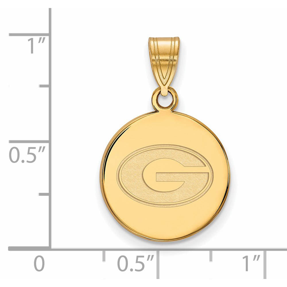 Alternate view of the 10k Yellow Gold U. of Georgia Medium 'G' Disc Pendant by The Black Bow Jewelry Co.