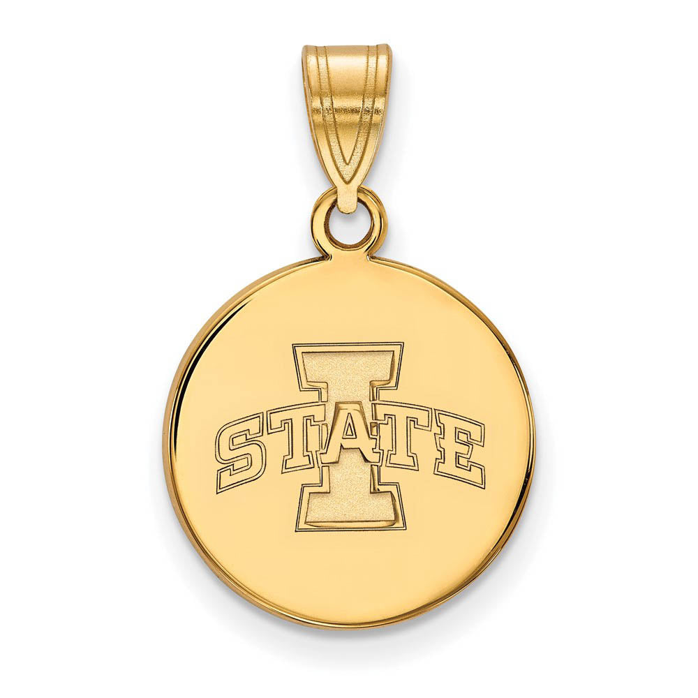 10k Yellow Gold Iowa State Medium Disc Pendant, Item P18843 by The Black Bow Jewelry Co.