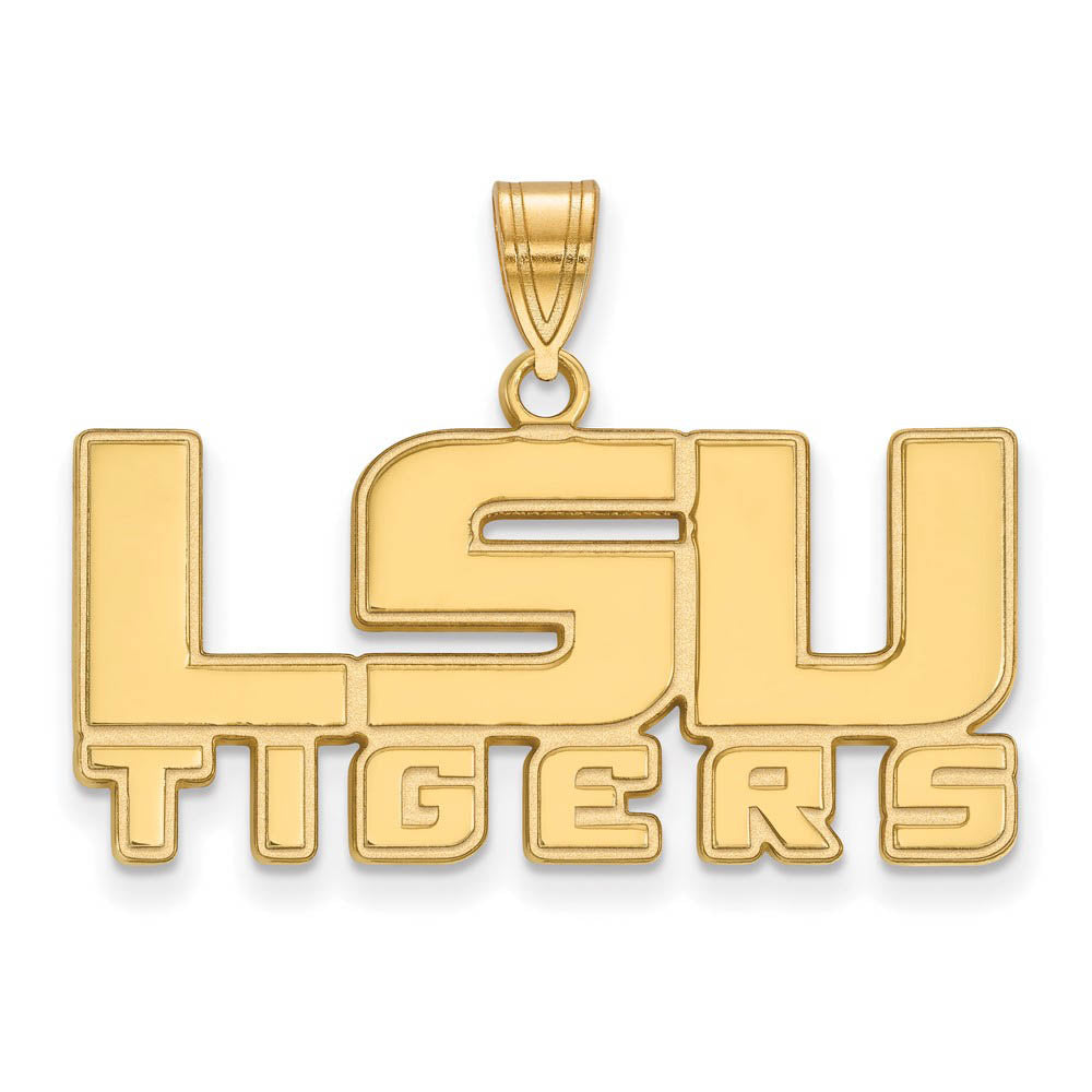 10k Yellow Gold Louisiana State Medium 'LSU TIGERS' Pendant, Item P18849 by The Black Bow Jewelry Co.