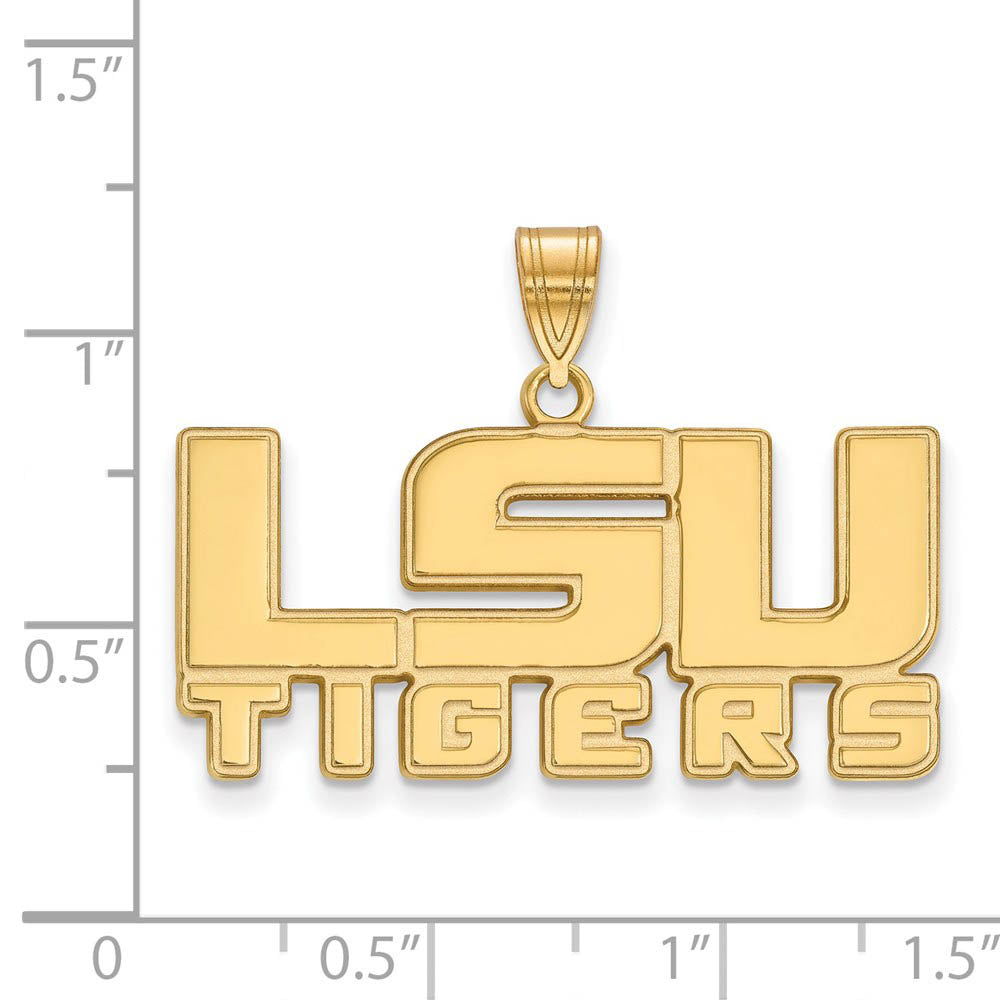 Alternate view of the 10k Yellow Gold Louisiana State Medium 'LSU TIGERS' Pendant by The Black Bow Jewelry Co.