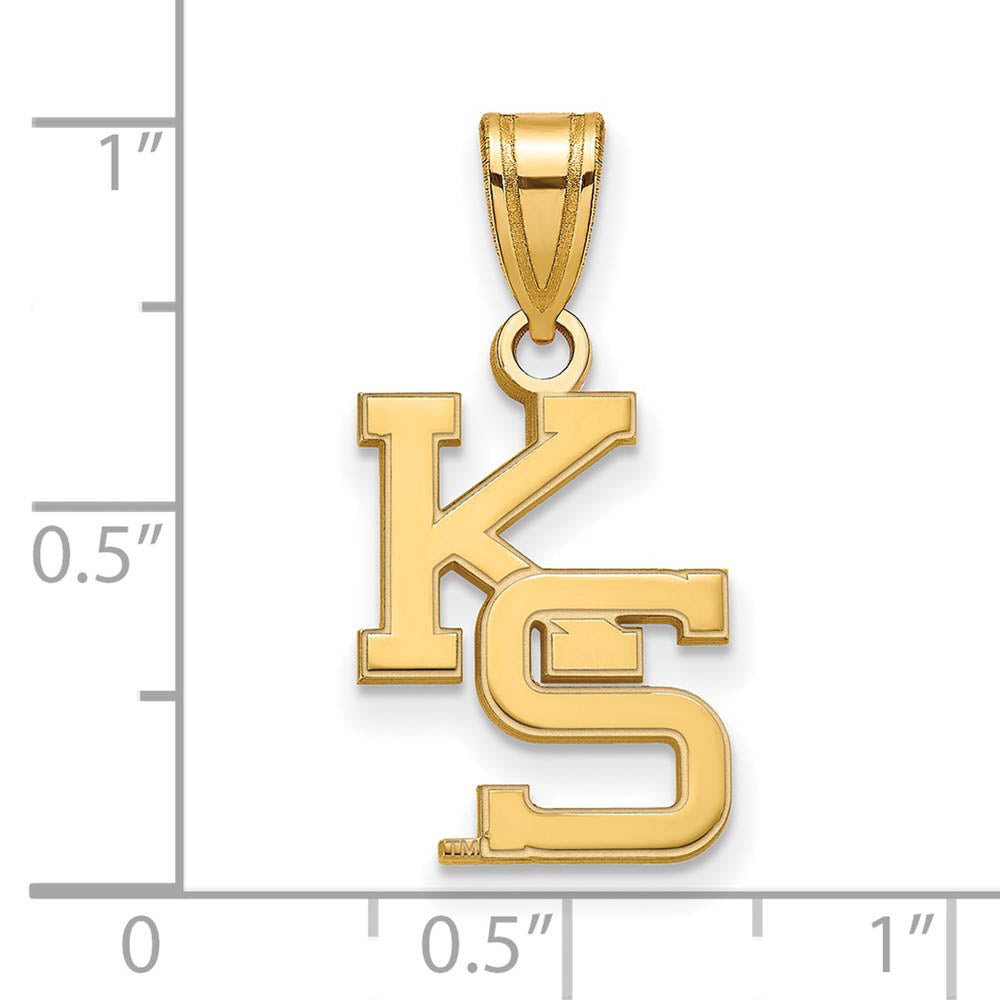 Alternate view of the 10k Yellow Gold Kansas State Medium 'KS' Pendant by The Black Bow Jewelry Co.