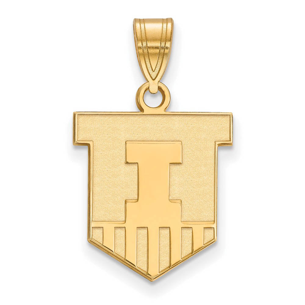 10k Yellow Gold U. of Illinois Medium Shield Pendant, Item P18859 by The Black Bow Jewelry Co.