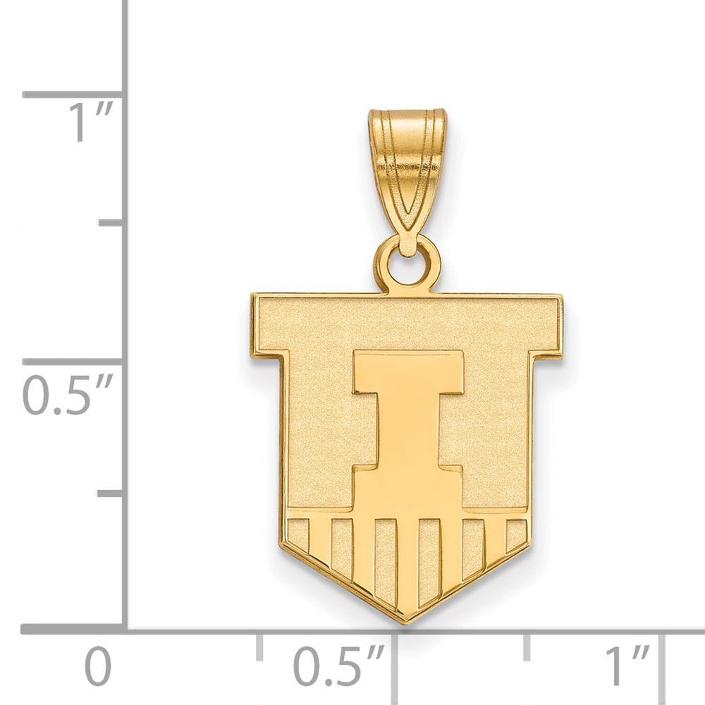Alternate view of the 10k Yellow Gold U. of Illinois Medium Shield Pendant by The Black Bow Jewelry Co.