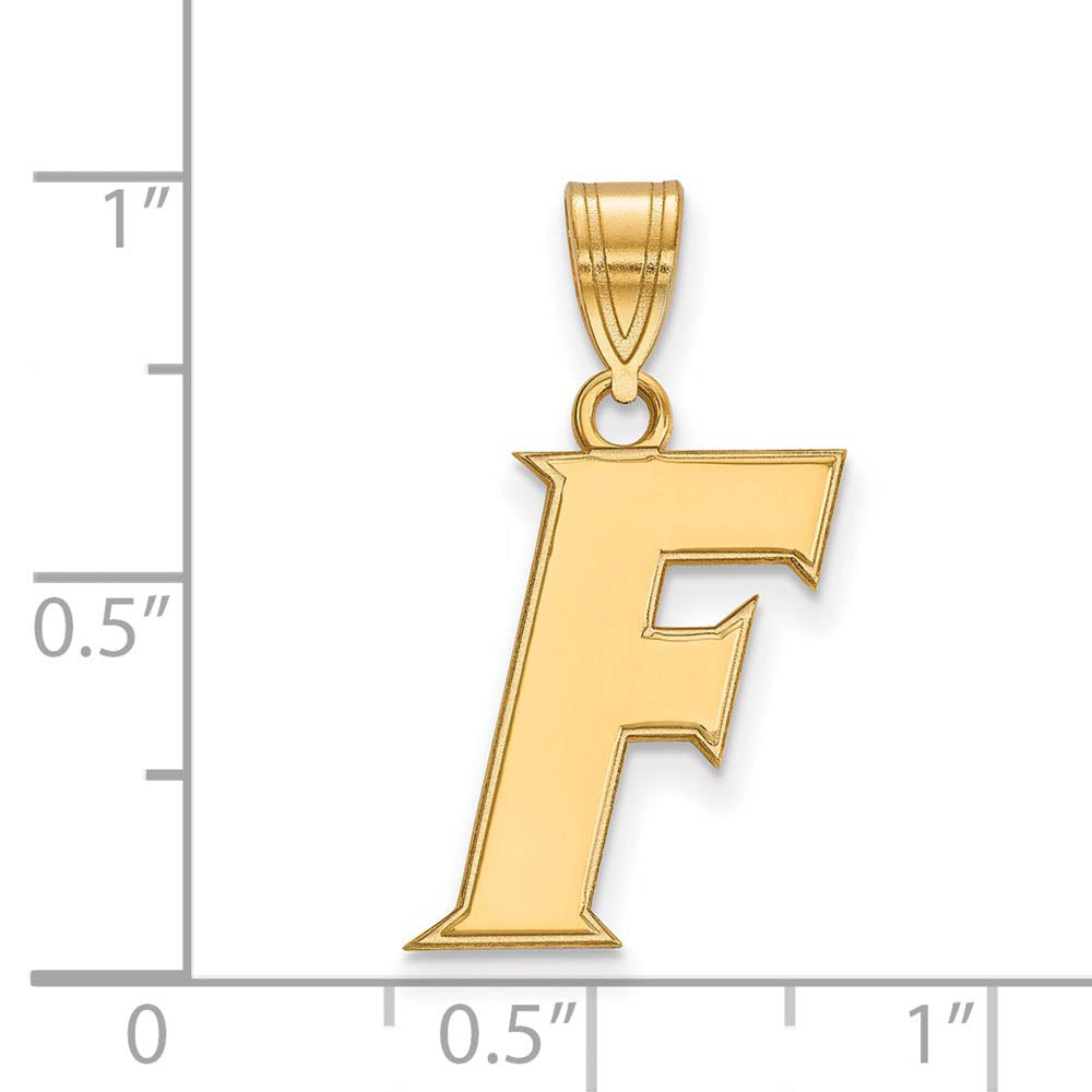 Alternate view of the 10k Yellow Gold U of Florida Medium Initial F Pendant by The Black Bow Jewelry Co.