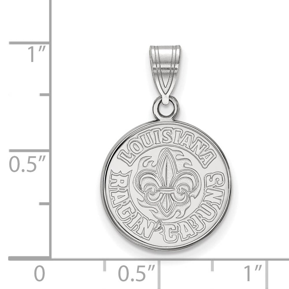 Alternate view of the 14k White Gold U. of Louisiana at Lafayette Medium Pendant by The Black Bow Jewelry Co.
