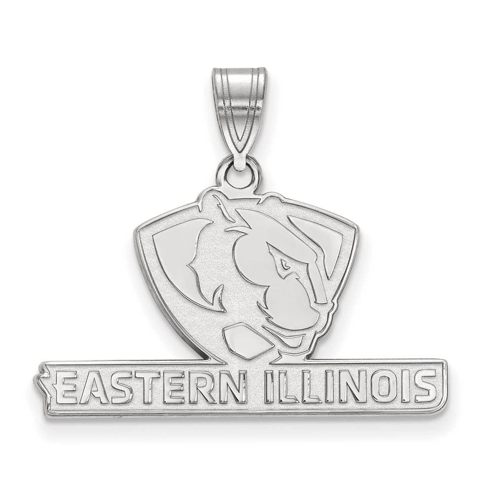 14k White Gold Eastern Illinois U Medium Pendant, Item P18898 by The Black Bow Jewelry Co.