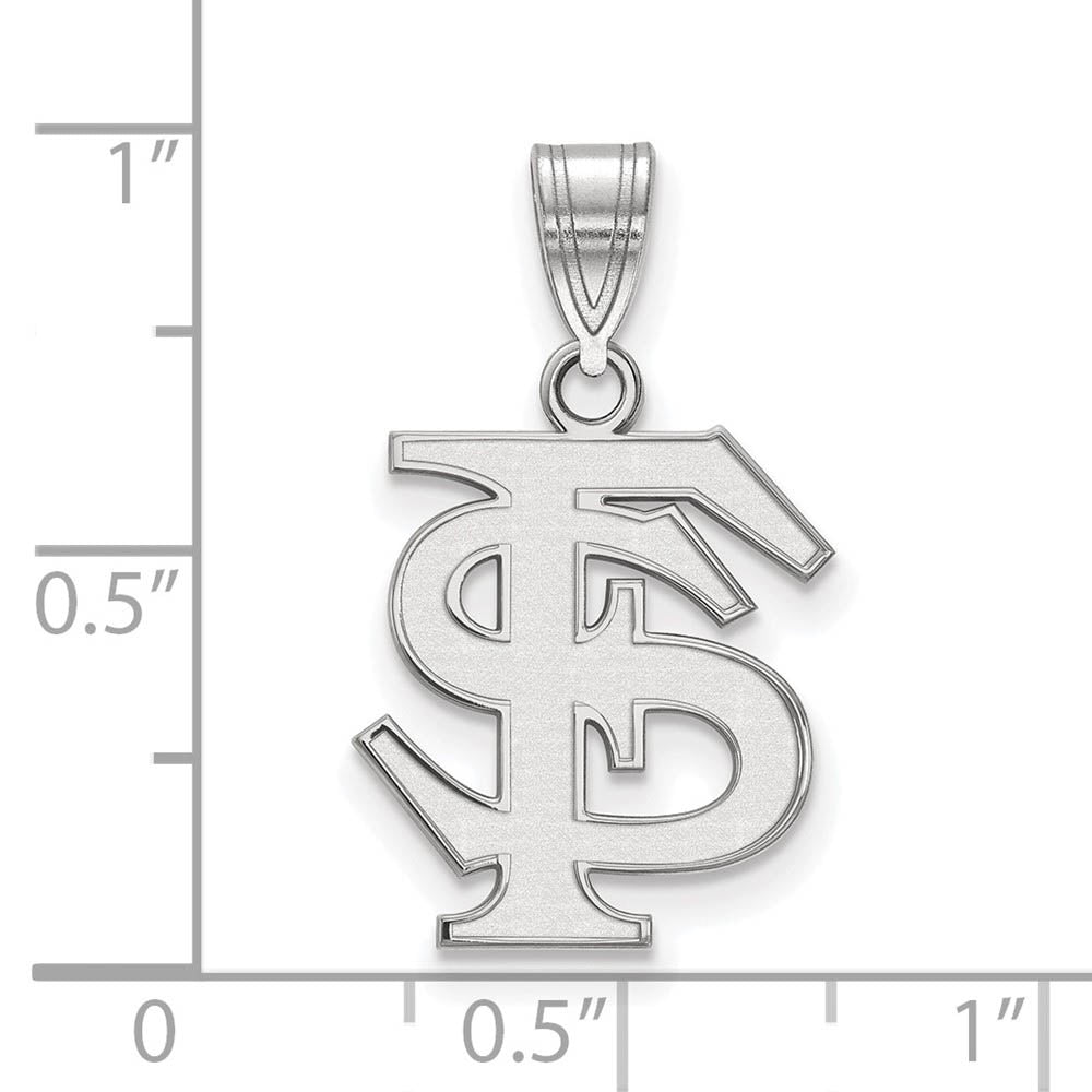 Alternate view of the 14k White Gold Florida State Medium 'FS' Pendant by The Black Bow Jewelry Co.