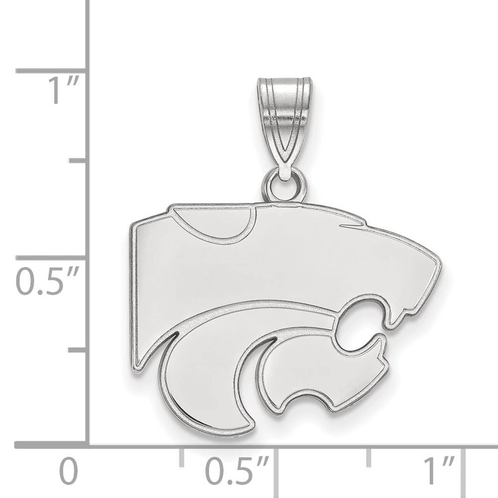 Alternate view of the 14k White Gold Kansas State Medium Mascot Pendant by The Black Bow Jewelry Co.