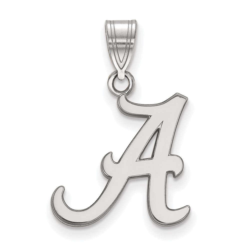 14k White Gold U. of Alabama Medium Initial A Pendant, Item P18925 by The Black Bow Jewelry Co.